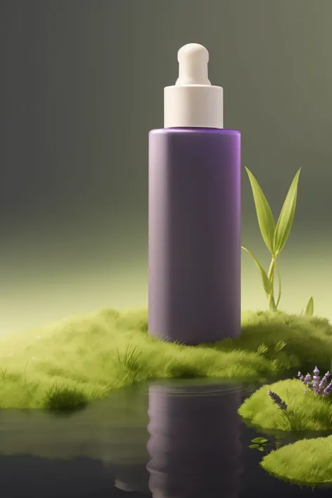 ((style_01,Clean,actual,face cream bottle, no humans, water surface,薰衣Grass, still-life,moss,shadow,simple background,green colored theme,gradient background,Clean,Grass)),(simple background),ultra actual 8k cg,flawless,Clean,masterpiece,professional artwo...