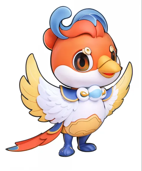 (best quality),(masterpiece),high details,extremely_detailed_CG_unity_8k_wallpaper,1boy, solo,Cartoon illustration of a bird wearing a blue hat and a red tail, Character art of Maple Leaf Story, birb, royal bird, anthropomorphic bird, fox from league of le...
