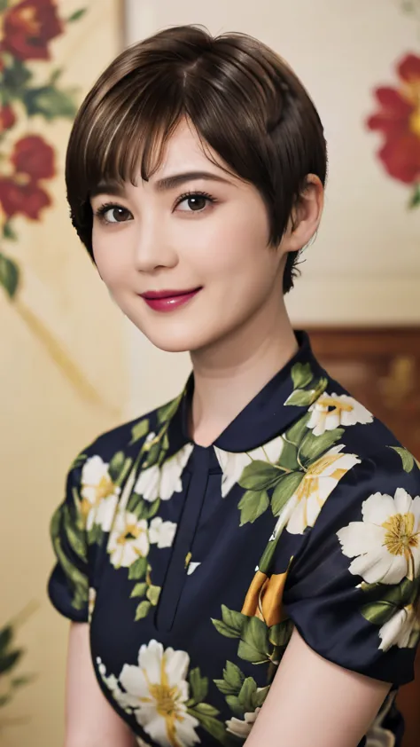 151
(20 year old woman,floral clothing), (super realistic), (high resolution), ((beautiful hairstyle 46)), ((short hair:1.46)), ...