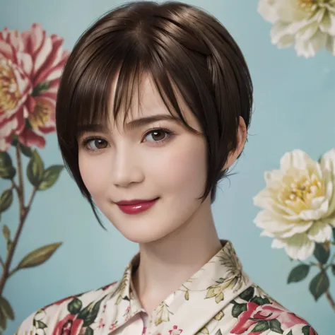 151
(20 year old woman,floral clothing), (super realistic), (high resolution), ((beautiful hairstyle 46)), ((short hair:1.46)), ...