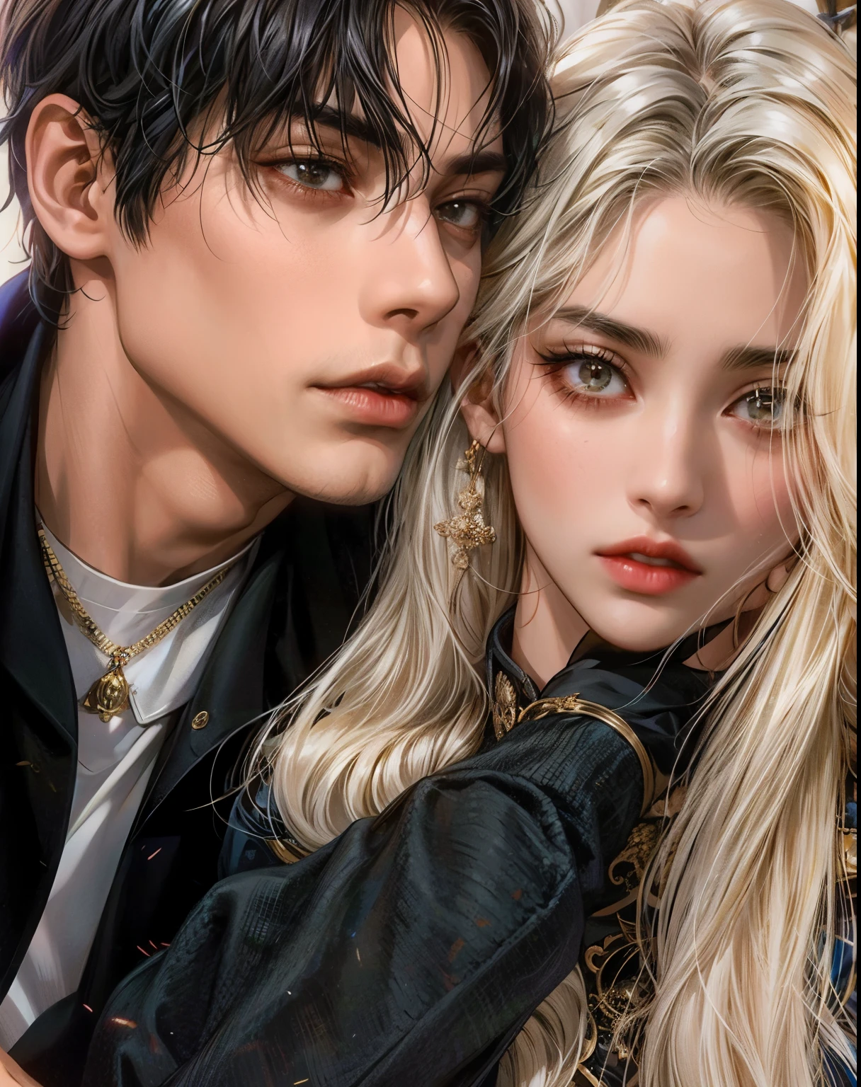 uma girafa e uma mulher de cabelo comprido e um homem com um casaco preto, Eles são pixivs e junji, cai xukun, Sakimichan e Frank Franzzeta, Yanjun Chengt, Jordan Grimmer e Natasha Tan, com longos cabelos brancos, kda e Sam quem, pose de casal, nixeu e sakimichan, Steven Jung