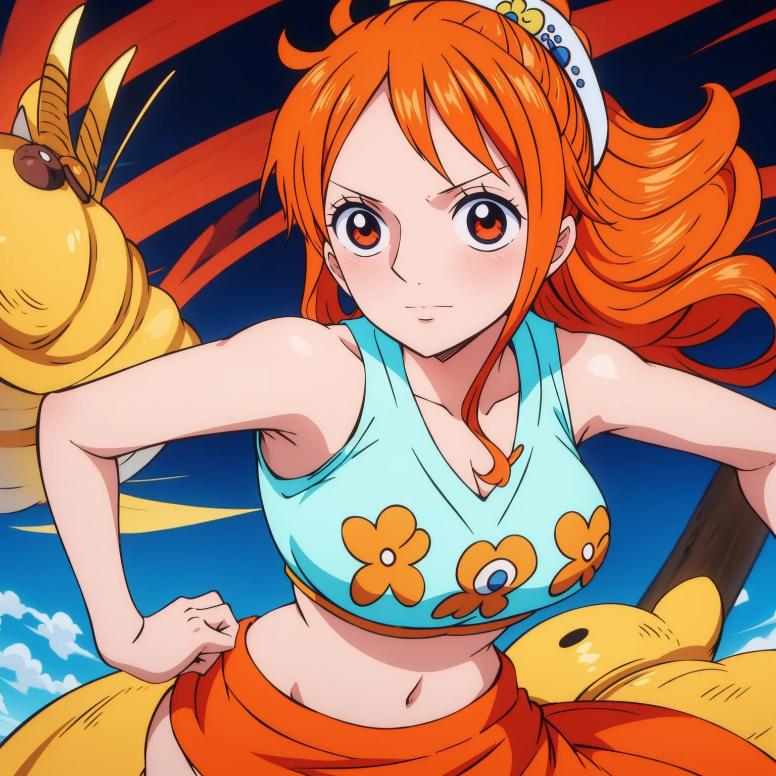 Generate a realistic anime-style image of Nami from One Piece - SeaArt AI