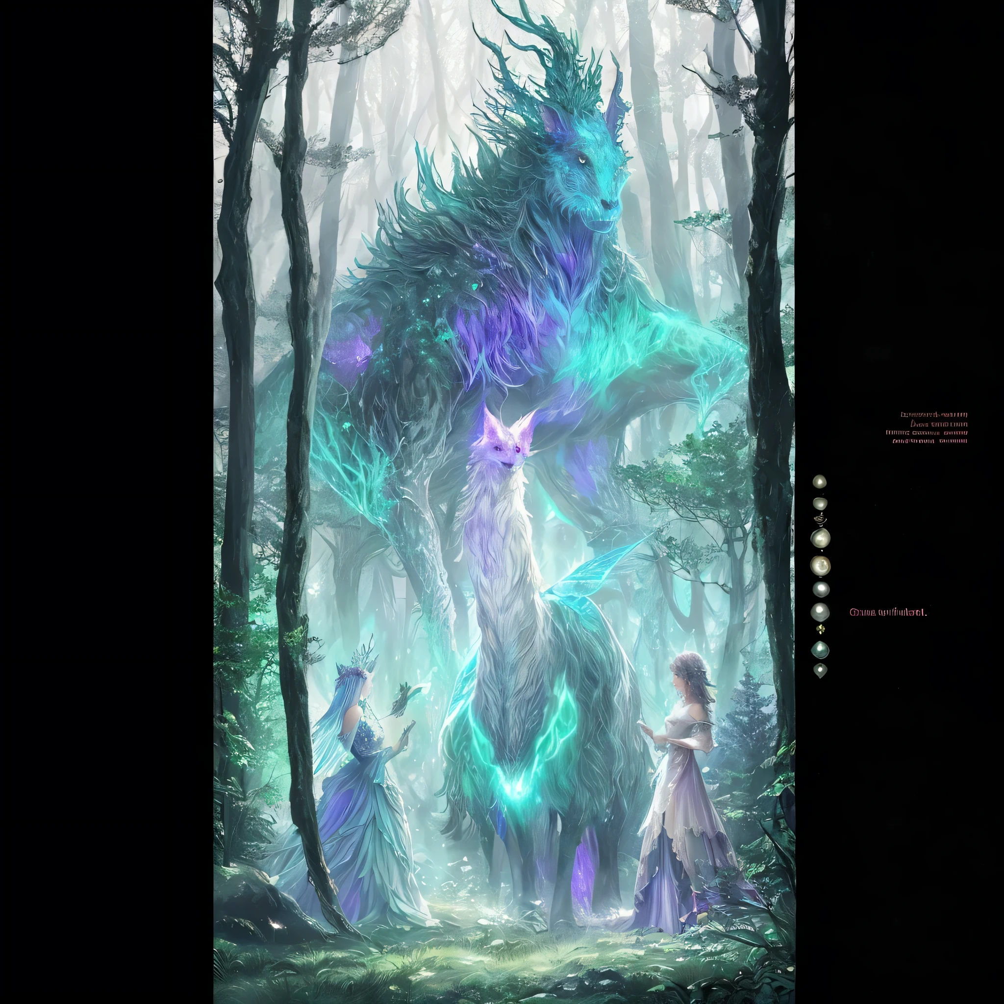 fantasy creatures, glowing forest,  ethereal mist, vibrant colors, surreal atmosphere, mystical energy, dreamlike, whimsical, magical transformation, shimmering lights, otherworldly charm, spellbinding, fairy tale adventure