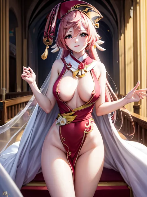 Yanfei skinny wearing a wedding dress naked naked breasts and pussy beautiful curves accentuated beautiful pussy standing in the middle of the church naked pussy detailed