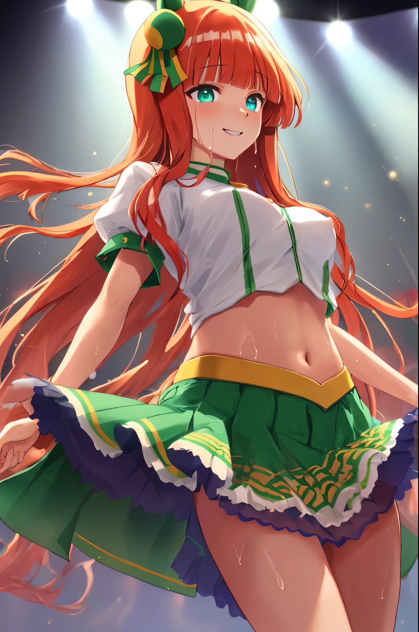 A close up of a anime girl with long red hair - SeaArt AI