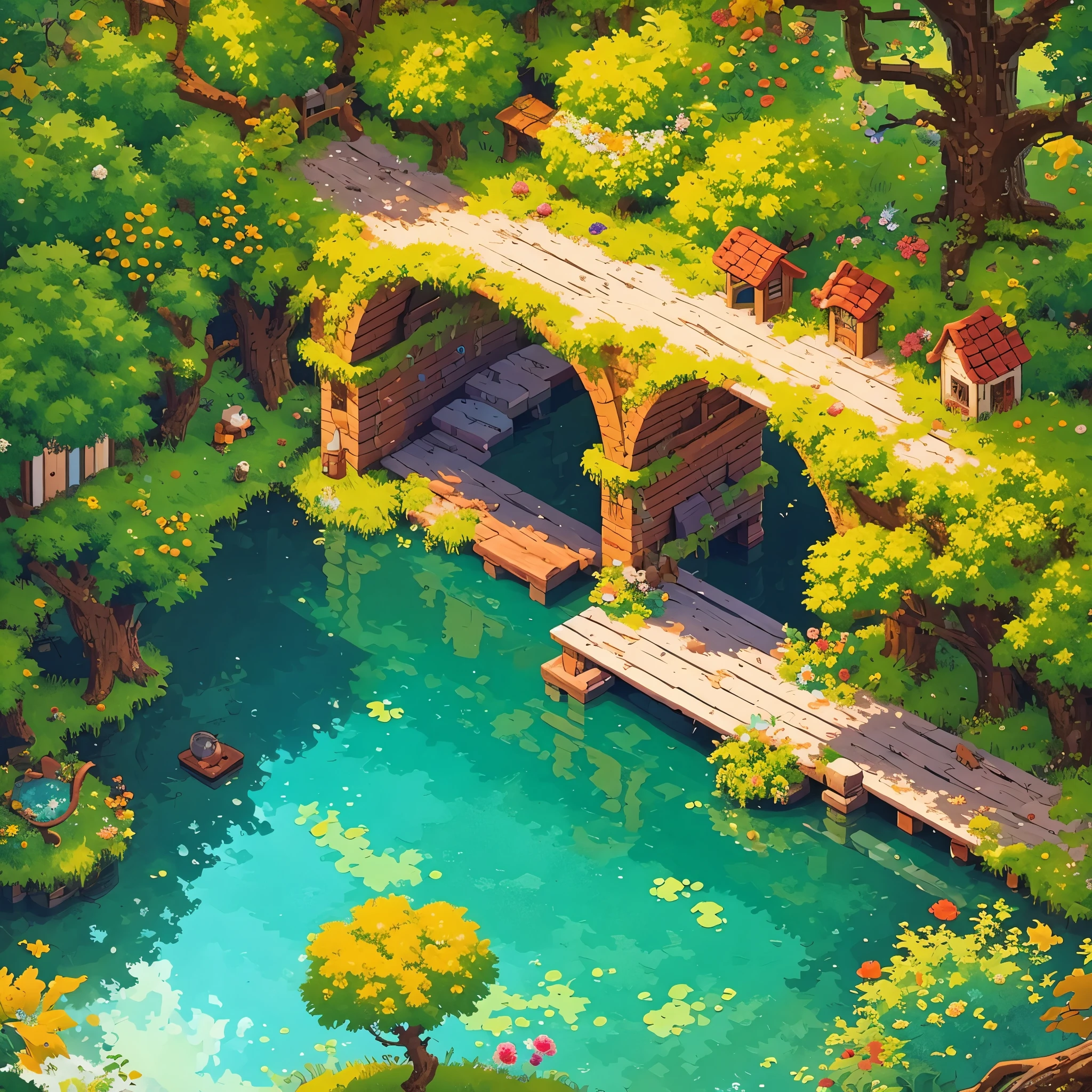 (beste Qualität,4k,8k,highres,Meisterwerk:1.2),pixel art,Brücke