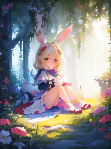 (highest quality,masterpiece,16k or 8k,super detailed),white background, blondhair kemono,girl,(long droopy rabbit ears),rabbit'...