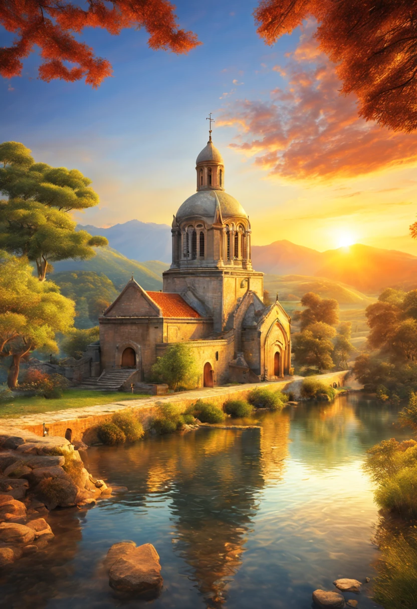  
       Cultural heritage, ancient city, ancient church, tranquility and tranquility at sunset，away from the hustle and bustle，Make people feel a kind of tranquility and calmness，

             Can make you relax，Away from the hustle and bustle high definition,best quality, Very detailed, masterpiece