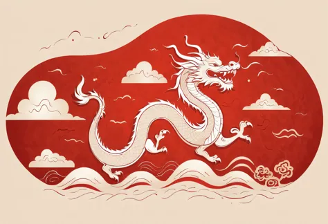 Sketch style, Simple golden negative space on Chinese red background, Smiling happily and cutely, Minimalist Chinese dragon walking, dynamic action, golden english thin line "Marine art" Width, "Marine art."
flat, vector, clip art, Greg Staples style, Opat...