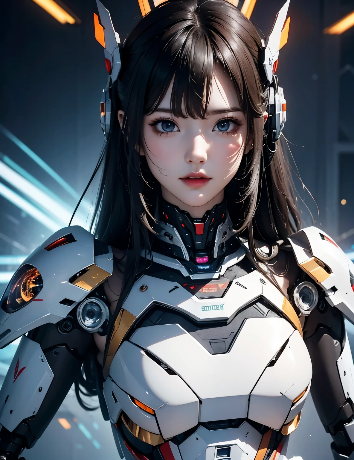 Super detailliert, Erweiterte Details, gute Qualität, 最gute Qualität, Hohe Auflösung, 1080P, hard disk, Schön,(Kriegsmaschine),Schönサイボーグの女性,Mecha cyborg girl,Kampfmodus,Mecha-Körper-Mädchen,彼女は未来的なKriegsmaschineのメカを身に着けています,Ganzkörperaufnahme