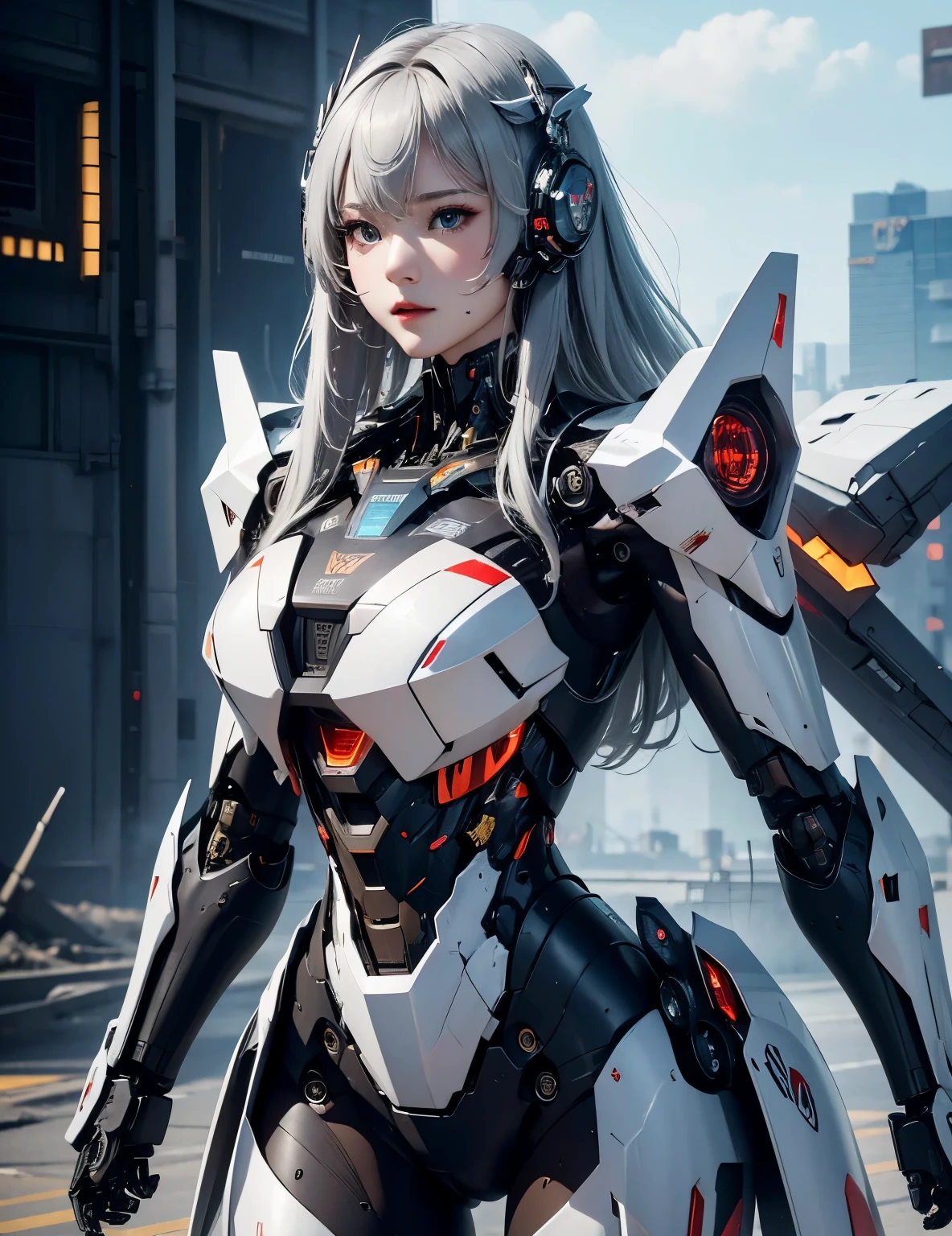 Super detailed, advanced details, high quality, 最high quality, High resolution, 1080P, hard disk, beautiful,(War Machine),beautifulサイボーグの女性,Mecha cyborg girl,battle mode,Mecha body girl,彼女は未来的なWar Machineのメカを身に着けています,full body shot