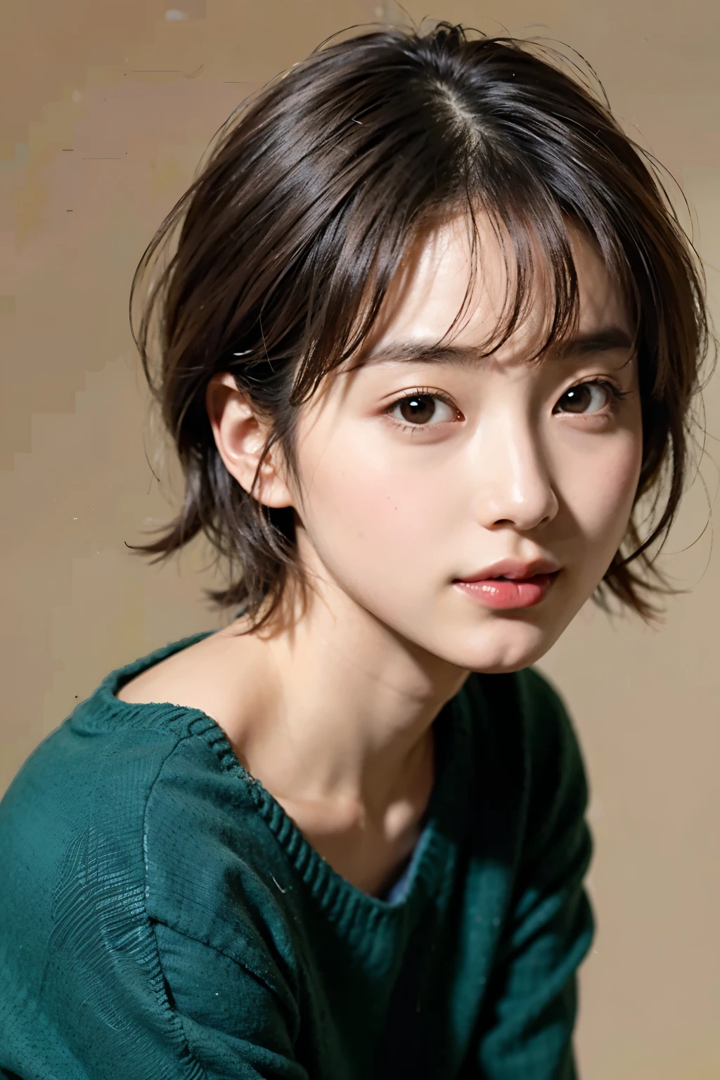 arafed asian woman Mit kurzen Haaren and a green sweater, junges bezauberndes koreanisches Gesicht, Porträt eines koreanischen weiblichen Idols, beautiful young koreanische Frau, süße koreanische Schauspielerin, Mit kurzen Haaren, Koreanische Schauspielerin, gorgeous young koreanische Frau, Gesicht eines jungen süßen asiatischen Mannes, beautiful south koreanische Frau, koreanisches symmetrisches Gesicht, Süßes Mädchen - gepflegtes Gesicht, koreanisches Mädchen, koreanische Frau