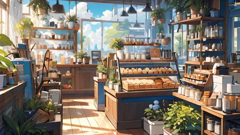 (masterpiece:1.2), best quality,PIXIV,cozy animation scenes,
scenery, no humans, sky, plant, window, food, cloud, day, cup, shel...