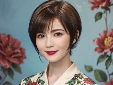 151
(20 year old woman,Floral clothing), (Super realistic), (high resolution), ((beautiful hairstyle 46)), ((short hair:1.46)), ...