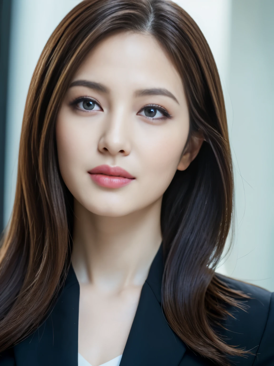 ((Angelina Sole)),((highest quality, 8K, masterpiece : 1.3)), sharp focus : 1.2, beautiful woman with perfect figure : 1.4, slim abs : 1.2, ((dark brown hair)), (Natural light, city street : 1.1), Highly detailed face and skin texture, fine eyes, double eyelid、((professional makeup:1.3))、((sexy milf:1.3))、thick lips、lip gloss、eye make up,((arabic:1.3)),close-up portrait, Model body、wearing a business suit, sharp focus, perfect dynamic composition, 美しくてfine eyes, thin hair, ((White department:1.3))