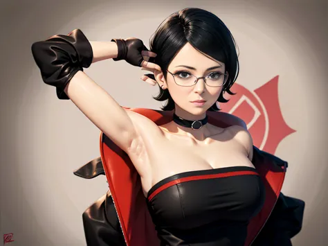 sarada ts model, Perfect, masterpiece, (best quality, highres:1.2), 1girl, beautiful detailed eyes, beautiful detailed lips, bea...