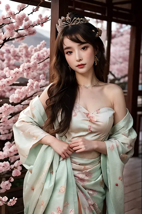 a captivating image prompt showcasing an elegant goddess draped in a resplendent chinese hanfu, her boysenberry hair intricately...