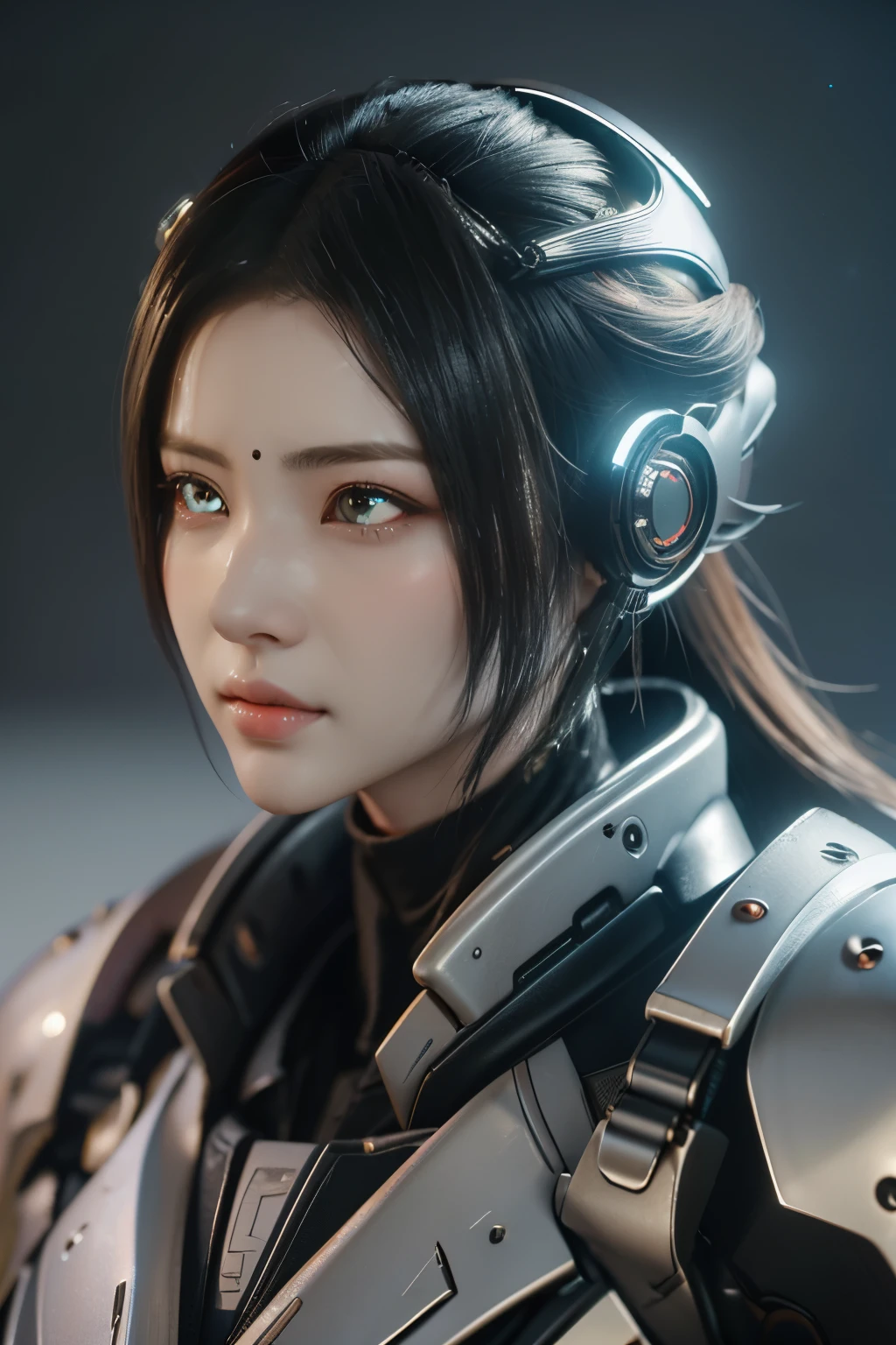 Game art，The best picture quality，Highest resolution，8K，(A bust photograph)，(Portrait)，(Head close-up:1.5)，(Rule of thirds)，Unreal Engine 5 rendering works， (The Girl of the Future)，(Female Warrior)， 22-year-old girl，(Female hackers)，(White and red gradient，Ancient Oriental hairstyle)，((The pupils of the red eyes:1.3))，(A beautiful eye full of detail)，(Big breasts)，(Eye shadow)，Elegant and charming，indifferent，((Anger))，(Cyberpunk jacket full of futuristic look，Joint Armor，There are exquisite Chinese patterns on the clothes，A flash of jewellery)，Cyberpunk Characters，Future Style， Photo poses，City background，Movie lights，Ray tracing，Game CG，((3D Unreal Engine))，oc rendering reflection pattern