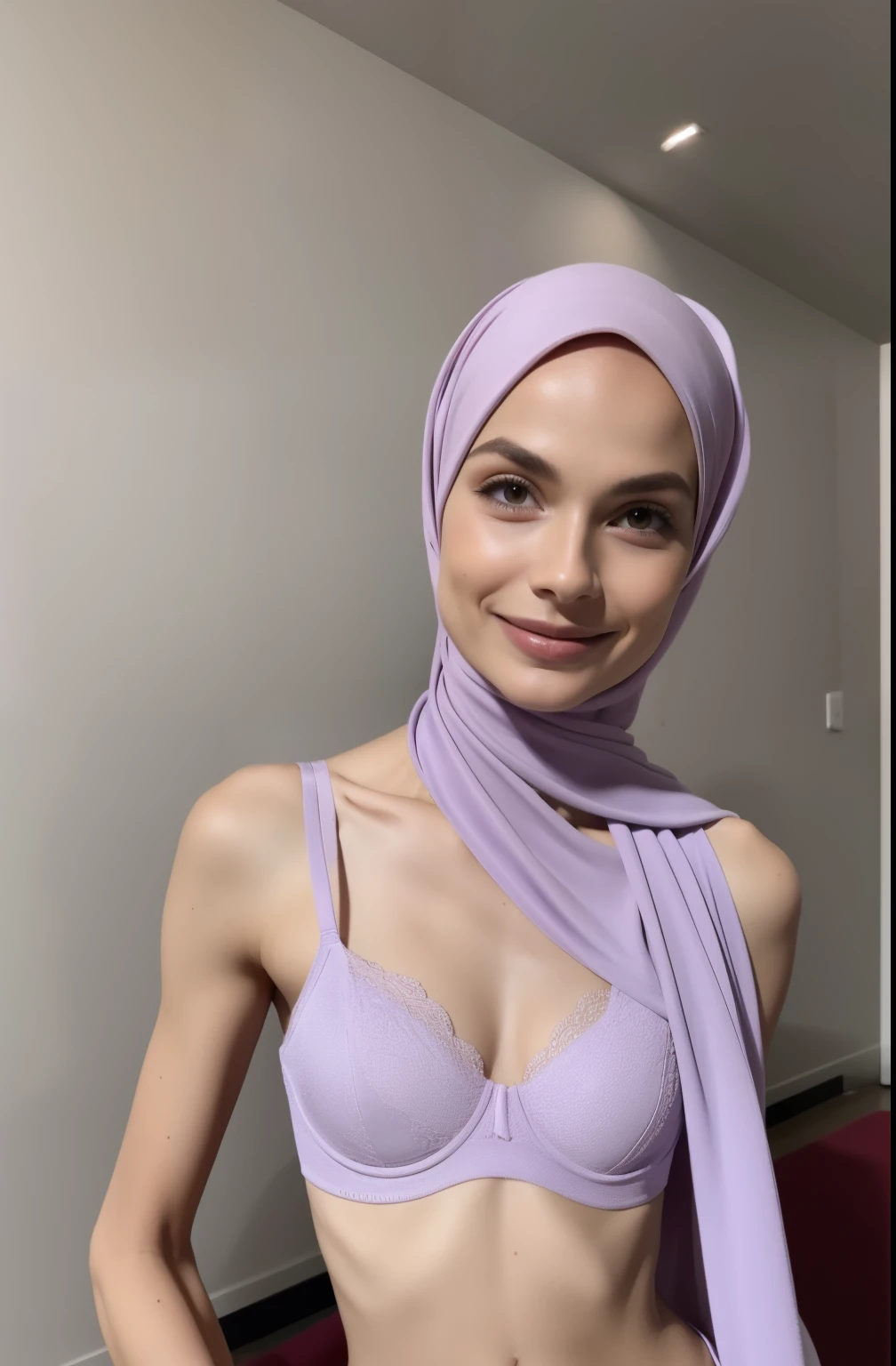 A woman in a purple hijab poses for a picture - SeaArt AI