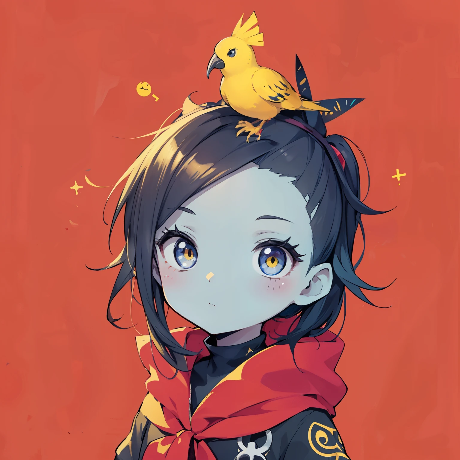 Anime girl with a bird on her head - SeaArt AI