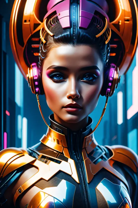 futuristic art girl, (best quality, high resolution, human development report), detailed facial features, intricate hairstyle, m...