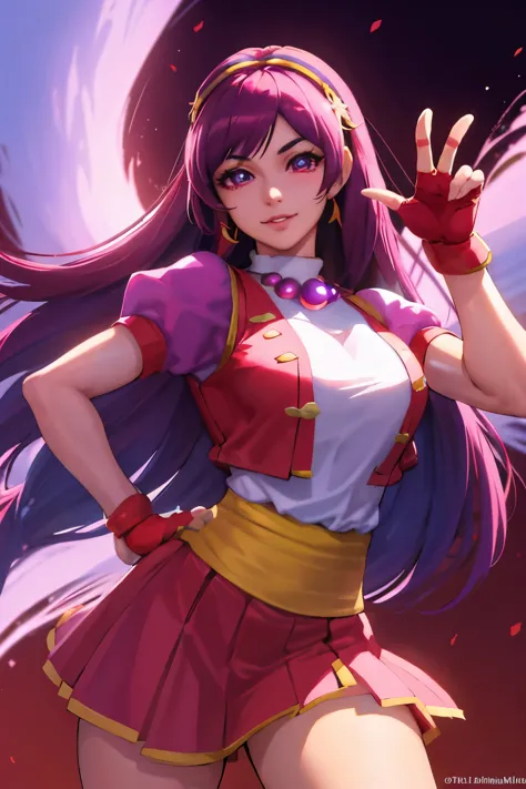 ultra-detailed, professional, colorful, vibrant, portraiture, athena asamiya, kof xii, the king of fighters xii, beautiful detai...