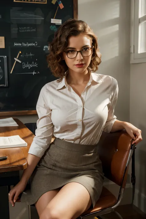 (best quality,highres,photorealistic:1.37),sexy provocative teacher,ultra-detailed,beautiful detailed eyes,beautiful detailed li...