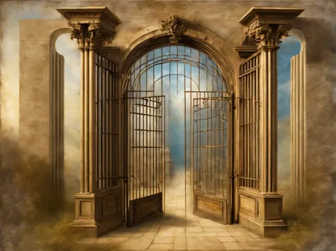 Invent and depict, what the Forgotten Gates of time and space would look like, if Leonardo da Vinci wrote them.