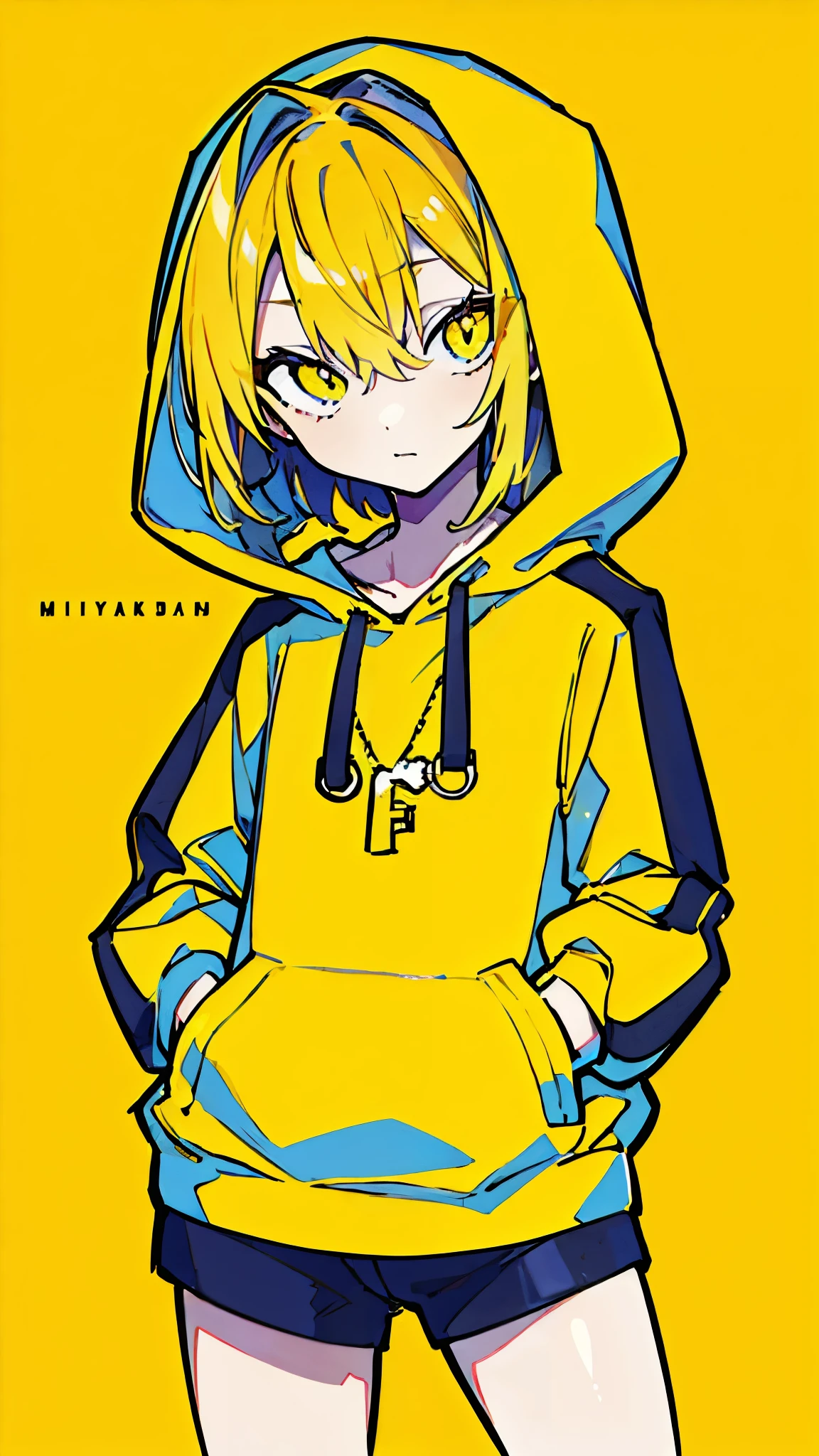 A close up of a person wearing a yellow hoodie - SeaArt AI