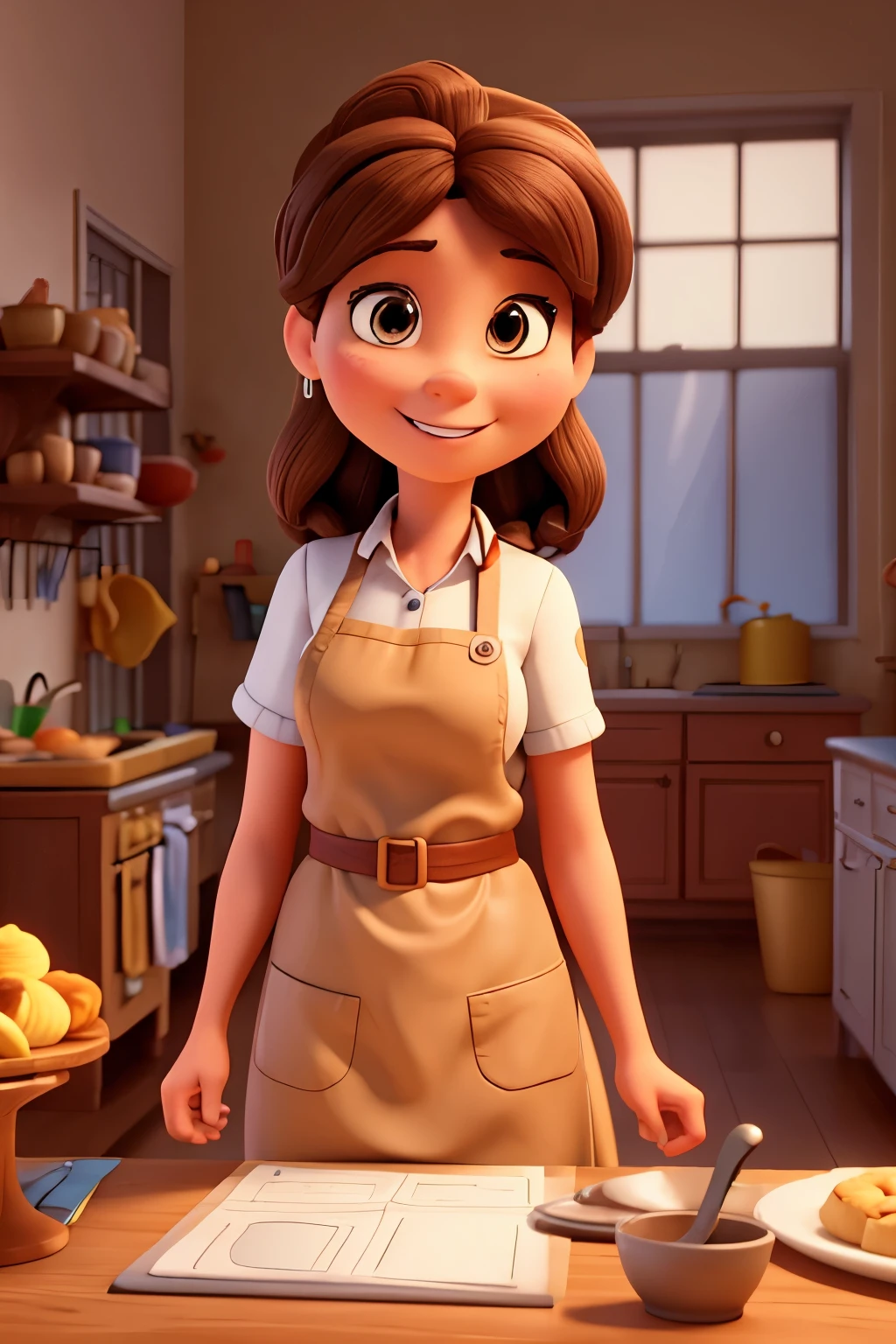 Un primer plano de un personaje de dibujos animados parado en una cocina -  SeaArt AI