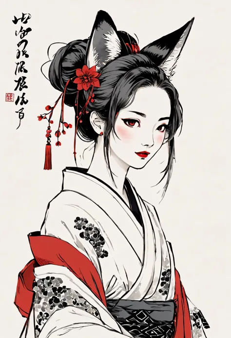 beauty,Ancient Chinese costume:kimono:beautiful柄:in the same way,アジア系beauty,Chinese,perfect face,(Oiran),look sideways,smile,lip...