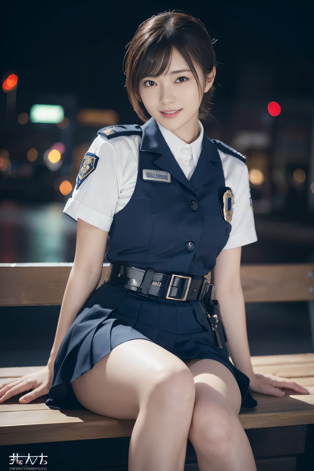 Невинная 20-летняя девушка.、((Офицер полиции Японии, сексуальная полицейская форма, юбка, Милый и элегантный, Драматические позы)),улыбка,ночной город фон,короткий путь、Необработанное фото, (8К、высшее качество、шедевр:1.2)、(сложные детали:1.4)、(Фотореалистический:1.4)、октановое число、Сложный 3D-рендеринг с ультрадетализацией, Студия Мягкий Свет, ободные фонари, яркая деталь, супер детализация, реалистичные текстуры кожи, деталь лица, Красивые детализированные глаза, Очень подробные обои CG Unity 16k, составить, (Подробный фон:1.2), блестящая кожа, все тело,руки вниз、Раздвинь ноги и покажи свои трусики,сидеть на скамейке