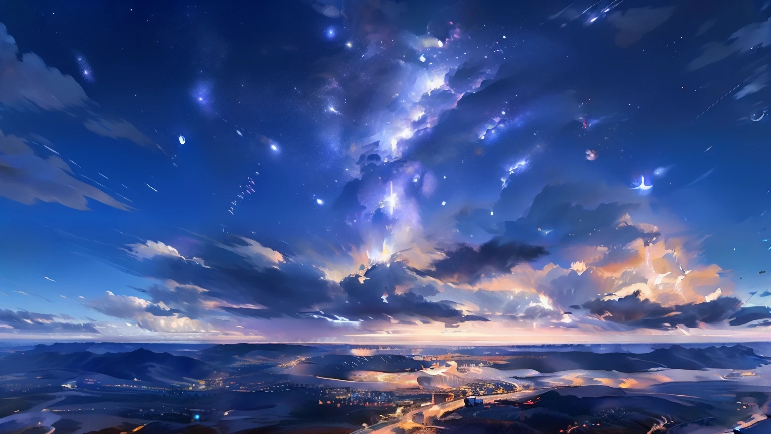 skyline,night sky,非常にwonderfulレンダリング,Best Rendering,best details,dream,wonderful,colorful,oilpaint,8K resolution,highest resolution,universe,performer,landscape,landscapeアート,night,dark,