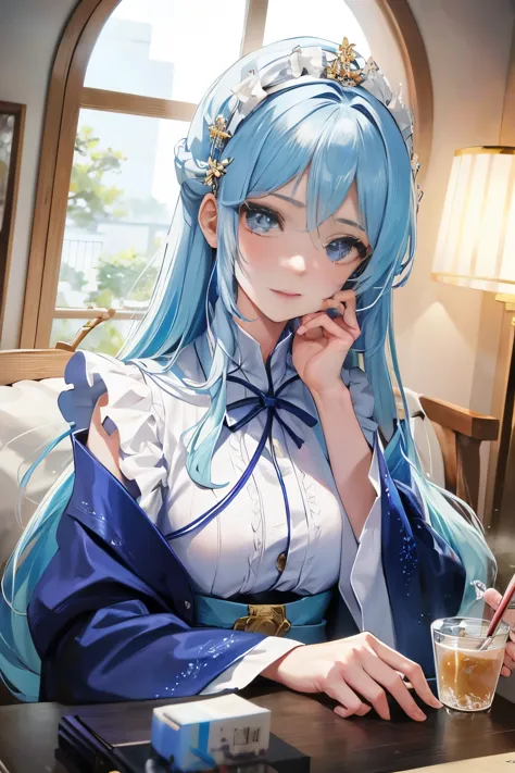 6 person dormitory, interior setting, girl, exquisite facial features, blushing, official art, masterpiece, sharp focus, (beauti...