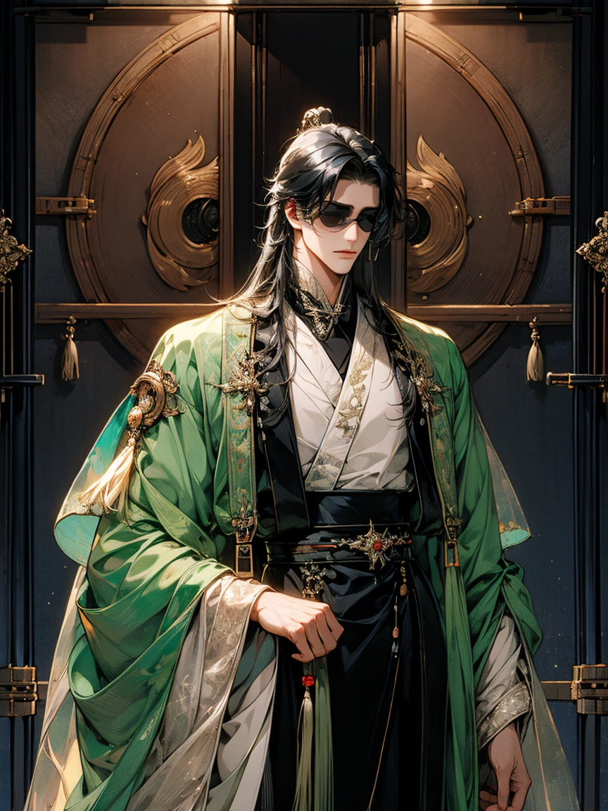 masterpiece, collage of man in chinese clothes,hanfu, long black hair