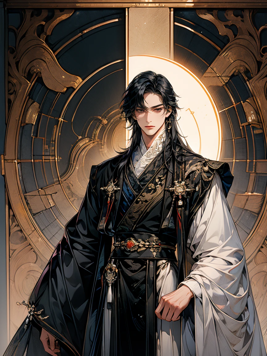 masterpiece, collage of man in chinese clothes,hanfu, long black hair