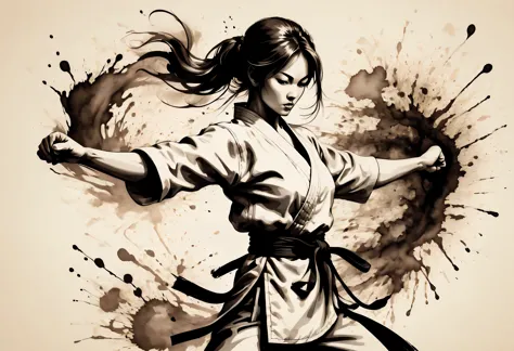 ((Violent_expression:1.2), ((Karate Kumite):1.5), ((2 Female):1.3) ((Female Karate):1.2), ((Hourglass_figure):1.1). ((Trading bl...