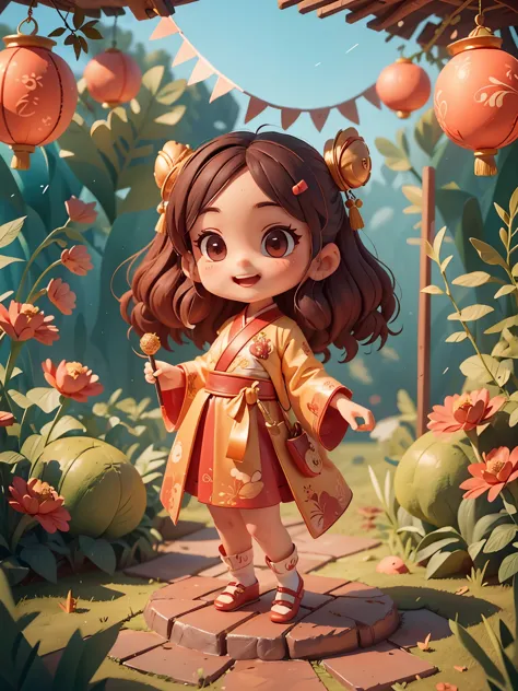 Cute new year theme，Create a collection of adorable chibi style china dolls, Each with tons of detail and 8K resolution. All dol...