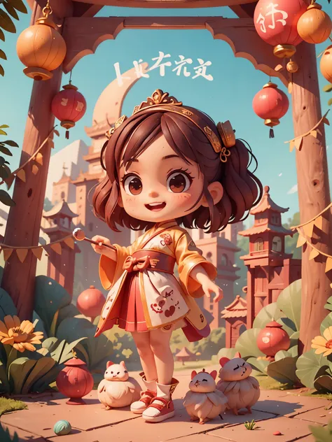 Cute new year theme，Create a collection of adorable chibi style china dolls, Each with tons of detail and 8K resolution. All dol...