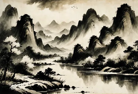 《Thousands of miles of rivers and mountains map》：This work is one of Wang Ximeng’s representative works, Northern Song Dynasty p...