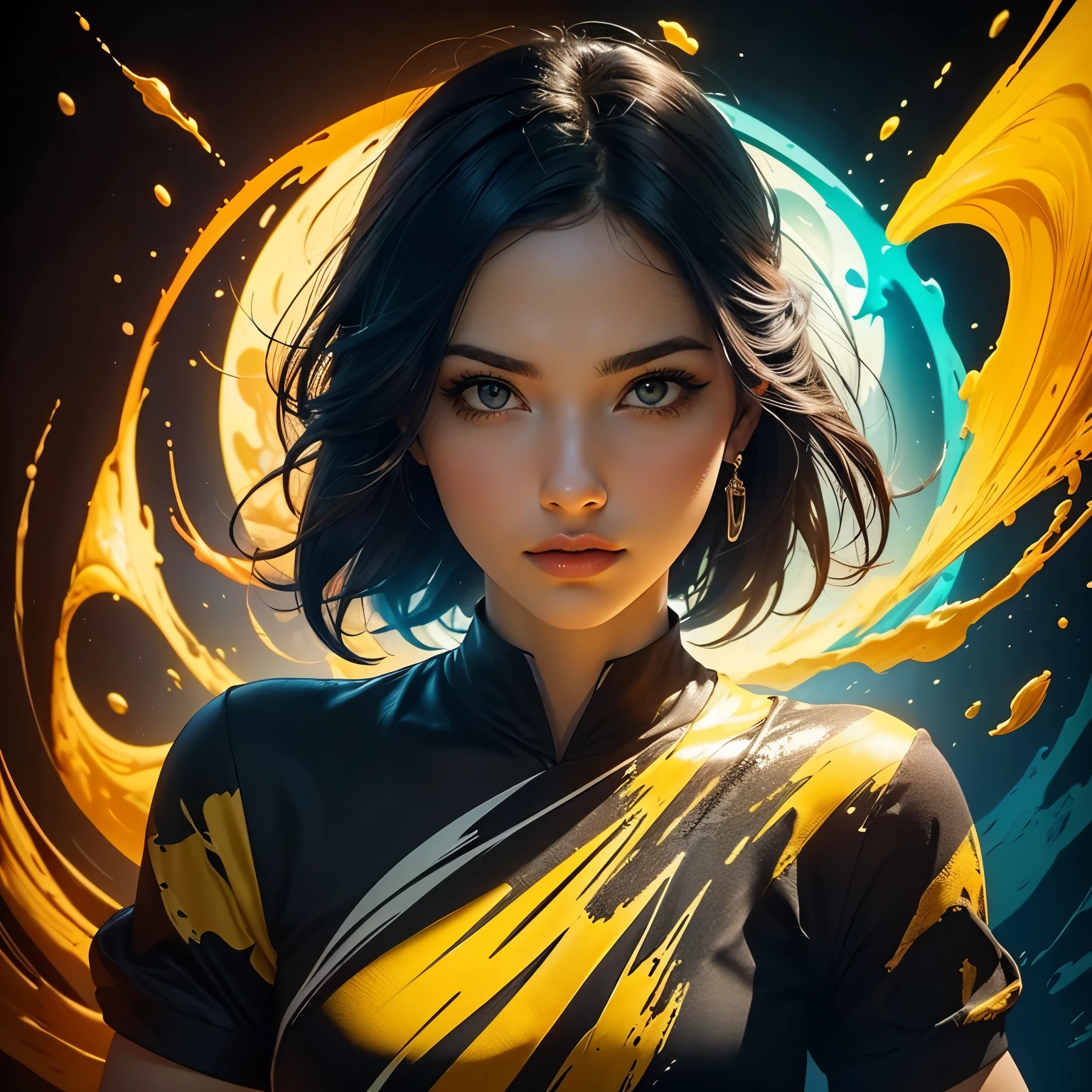 Masterpiece artwork, best qualityer, (extremely detailed CG unity wallpaper 8k, Masterpiece artwork, best qualityer, ultra detali, best shade), (detailed back ground), (beautiful detailed face, beautiful detailed eyes), hight contrast, (better lighting, an extremely delicate and beautiful),1girl,((colorful paint splashes on transparent background, dulux,)), ((Caustic)), dynamic angle, beautiful detailed shine, fully body