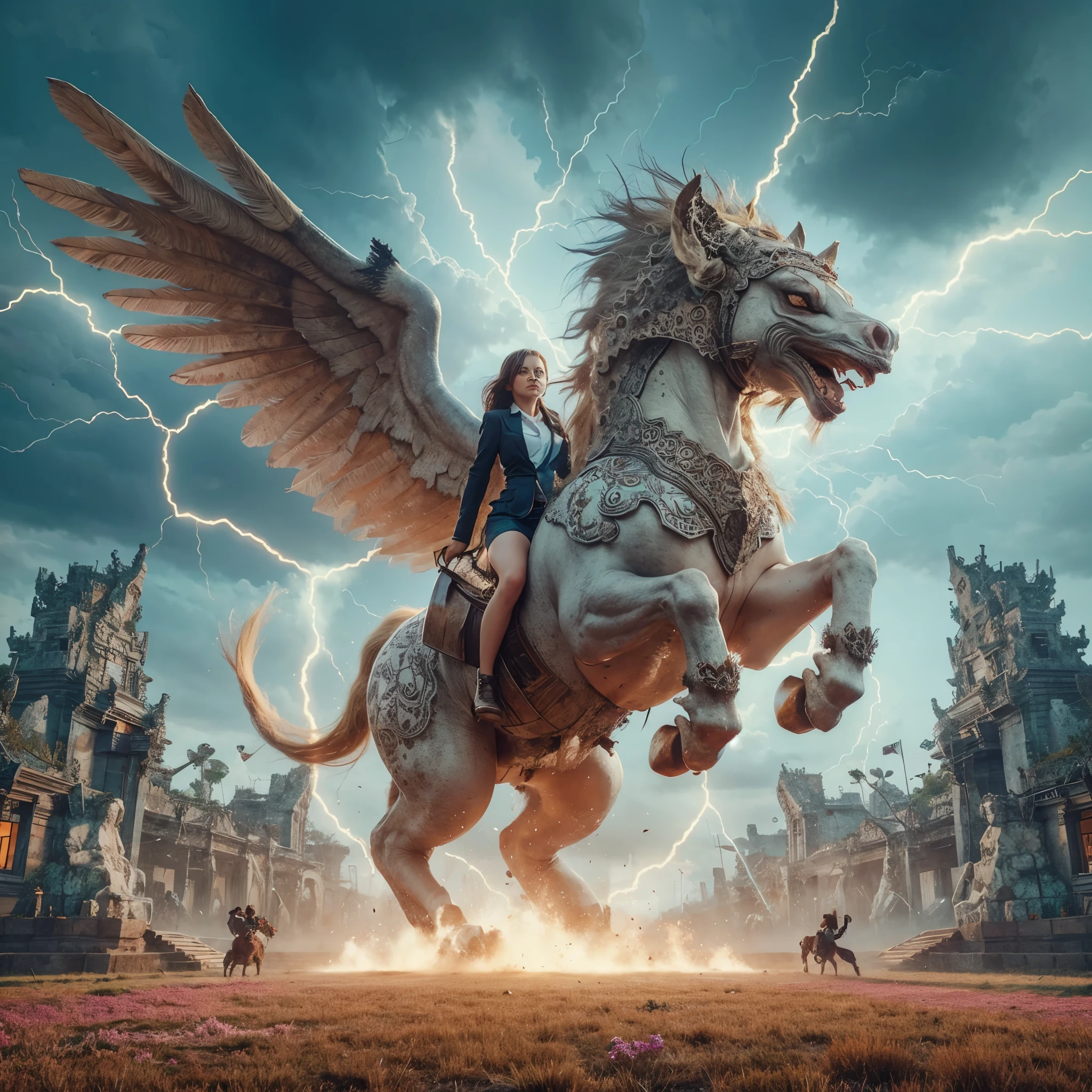 Girl on monster horse