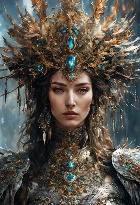 a close up of a woman in a costume with a large headpiece, stunning digital illustration, digital fantasy art ), beautiful digit...