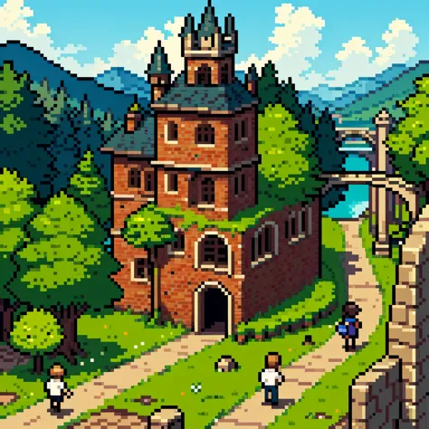 (melhor qualidade,4k,8k,high resolution,obra de arte:1.2), ultra-detalhado, realista:1.37, arte de pixel, medieval city made in ...