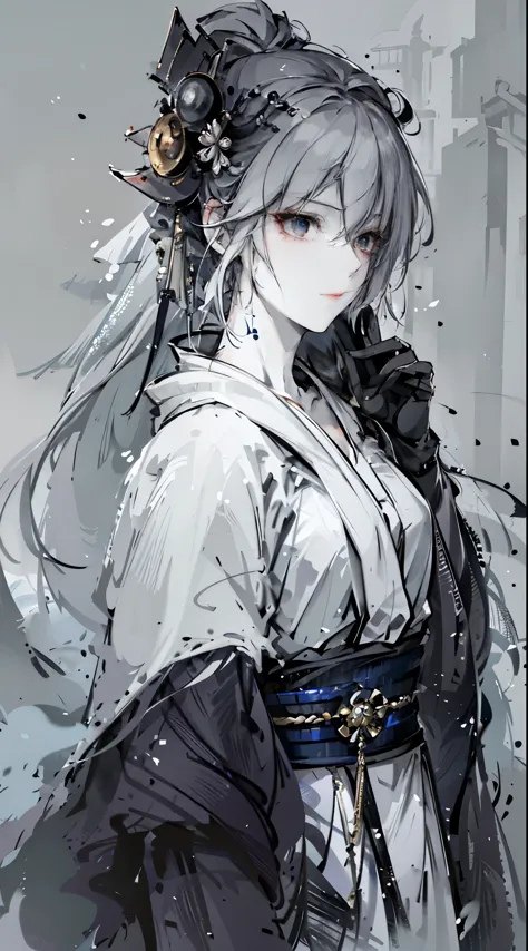 a close up of a woman with white hair and a white mask, beautiful character painting, guweiz, artwork in the style of guweiz, wh...