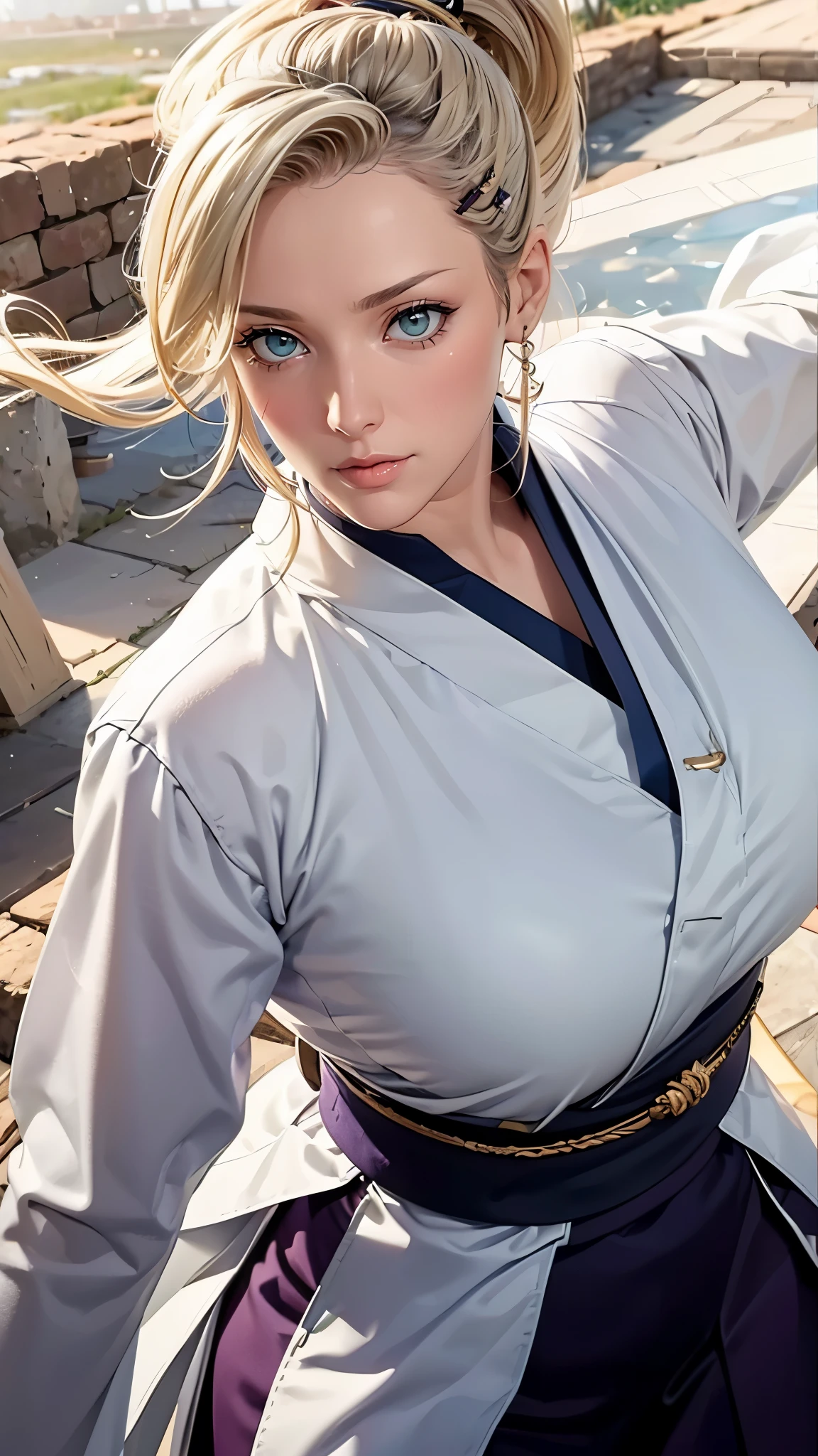 （（（完美chiffre，chiffre，(Hanfu violet:1.2), manches larges,arts martiaux Xuer,（（（Yamanaka_Ce，1fille, cheveux blond, ornement de cheveux, yeux verts, queue de cheval, pince à cheveux, cheveux sur un œil, ））），（（（Hanches larges））），S型chiffre:1.7））），((chef-d&#39;œuvre)),Haute résolution, ((Best qualité at best))，chef-d&#39;œuvre，qualité，Best qualité，（（（ traits du visage exquis，en regardant le public,Il y a de la lumière dans les yeux，mdr，confiance））），（（（Entrelacement de lumière et d&#39;ombre，énorme ））），（（（regarder la caméra，se pencher，Corps en avant，D&#39;en haut，regarder en bas，chercher，quicksable，sable ）））