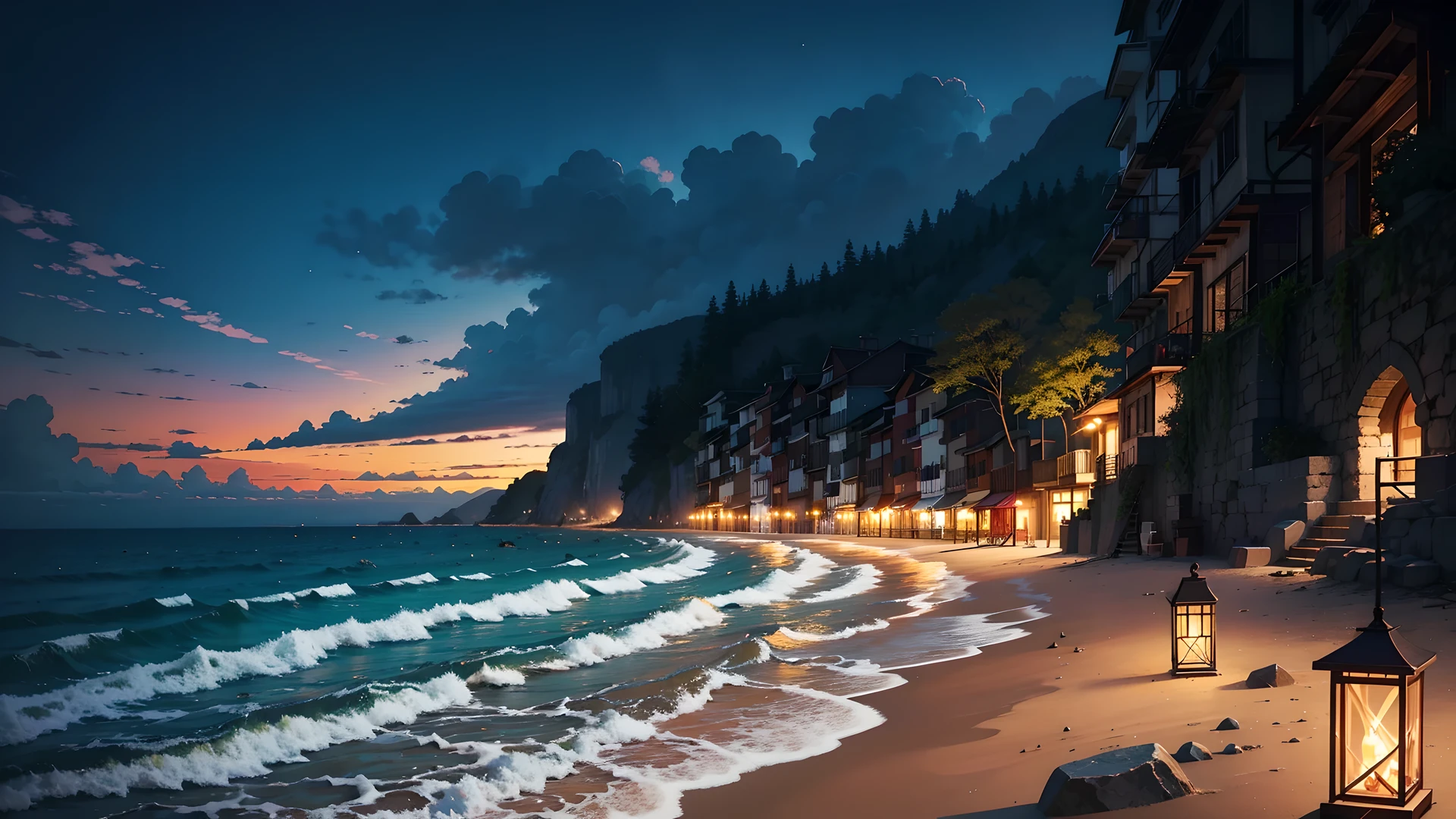 painting of  a seaside , beautiful gazabo,roses,sand, ocean waves,dusk,beautiful art uhd 4 k, a beautiful artwork illustration, beautiful digital painting, highly detailed digital painting, beautiful digital artwork, detailed painting 4 k, very detailed digital painting, rich picturesque colors, gorgeous digital painting
