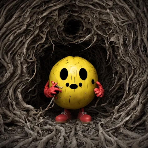 pacman in a dark scary place