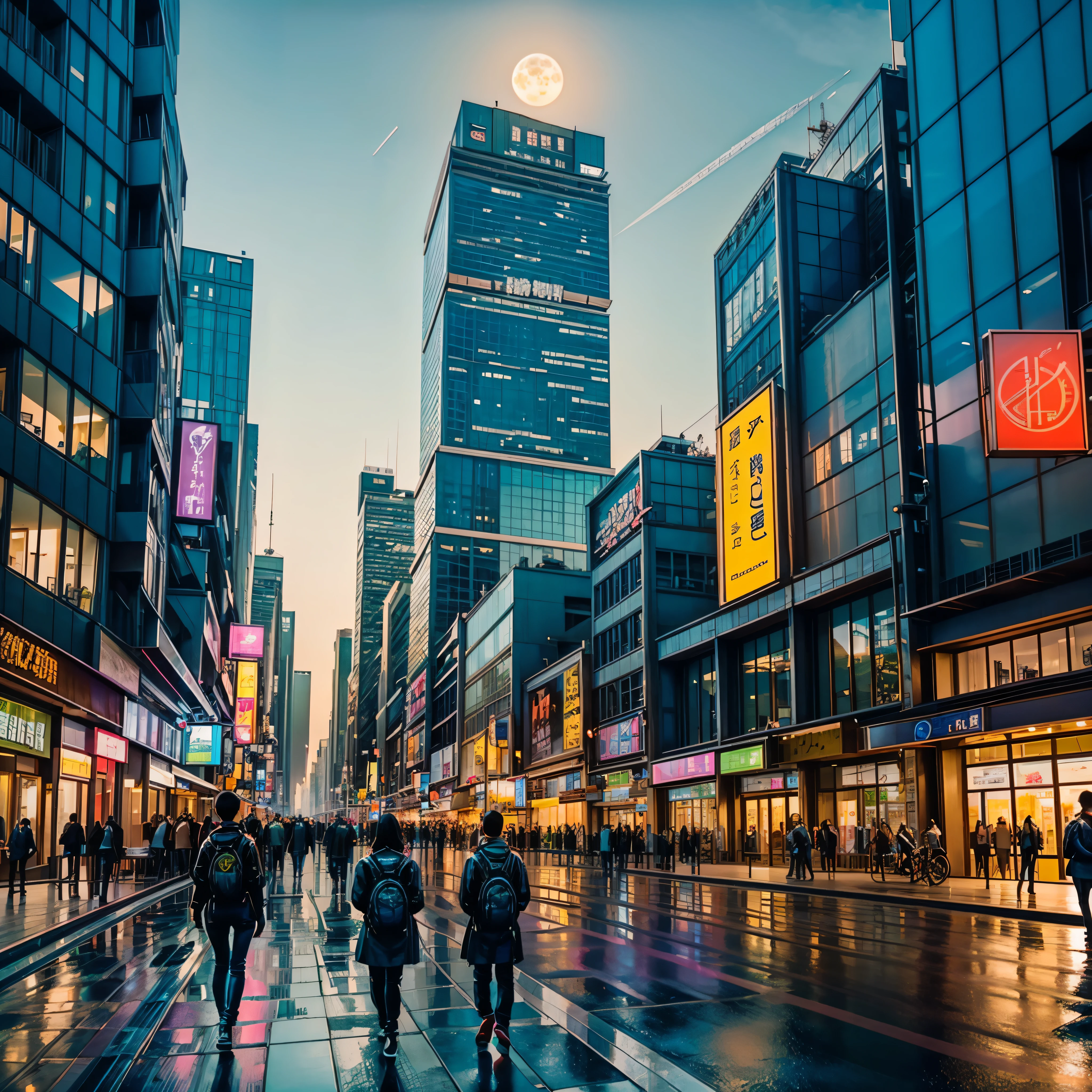 (nebulosas hiper nebulosa estrellada_cielo Puesta de la luna salida de la luna épica luz de la luna espaciosa) En esta imagen futurista de una ciudad de noche，Nos llevaron a una ciudad llena de tecnología e innovación.。Los altos rascacielos brillan con luces de neón en el cielo nocturno，Formando una serie de líneas coloridas.。Las fachadas de estos edificios están recubiertas de materiales reflectantes，Refleja las luces circundantes，Crea una atmósfera futurista。 en las calles de la ciudad，Coches y aviones sin conductor pasan volando，Dejan coloridos rastros en el cielo nocturno。Estos vehículos están fabricados en metal liso y materiales transparentes.，Da una sensación de tecnología y de futuro.。La gente usa ropa de moda.，Usar gafas y pulsera inteligentes，Integrarse con la tecnología。 El centro de la ciudad es enorme.，Hay una enorme proyección de pantalla de agua，Muestra una variedad de magníficas imágenes y animaciones.。La gente rodea la proyección de la cortina de agua.，Admire las obras de arte y la exhibición de tecnología en una experiencia interactiva única.。rodeado por un cinturón verde，Plantar plantas del futuro.，Estas plantas emiten una tenue fluorescencia.，Añadiendo un toque de vitalidad y sabor natural a la ciudad.。 En la distancia de la imagen，Podemos ver un enorme puerto espacial.，La nave espacial despegando，Llevar personas a áreas desconocidas del universo.。El diseño arquitectónico del puerto espacial es único.，Lleno de curvas y elementos estilizados.，Da una sensación de tecnología futurista.。 El panorama completo lleno de sentido de la tecnología y el futuro.，Mostrando una ciudad del futuro llena de innovación e imaginación。Esta pintura rica en detalles.，Vibrante con colores llenos de imaginación y creatividad.，Hace que las personas se sientan como si estuvieran en un mundo futuro lleno de maravillas tecnológicas.， (Cyberpunk night❤heart view， ultra-detallado， detalles intrincados， color profundo， siendo realista， obra maestra， iluminación cinematográfica， bokeh， Motor irreal 5， renderizado por octanaje， Suavizado de película , reflexión luminiscencia resplandor cristalino hogar) flores floraison invocar monarca mágico varía multi etc. --v 6 --s 1000 --c 20 --q 20 --caos 100