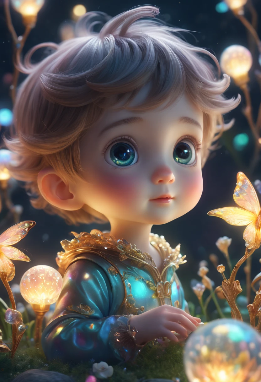 (best quality,4k,8k,highres,masterpiece:1.2),ultra-detailed,realistic,beautiful,adorable,glowing,night lights,fairy tale, little boy, soft light,colorful,delicate design,3D rendering,vivid colors,toy-like,size of a small lamp,gentle glow,fantasy creature,enchanting,fantastic,whimsical,lovely,luminous,illuminating,decorative lighting,eye-catching,iridescent,mystical,mythical,delightful,sparkling,cartoonish,joyful,magical atmosphere,colorful rainbow